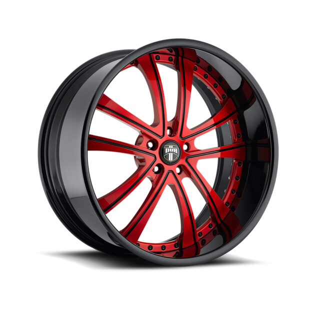 A red and black rim with a white background