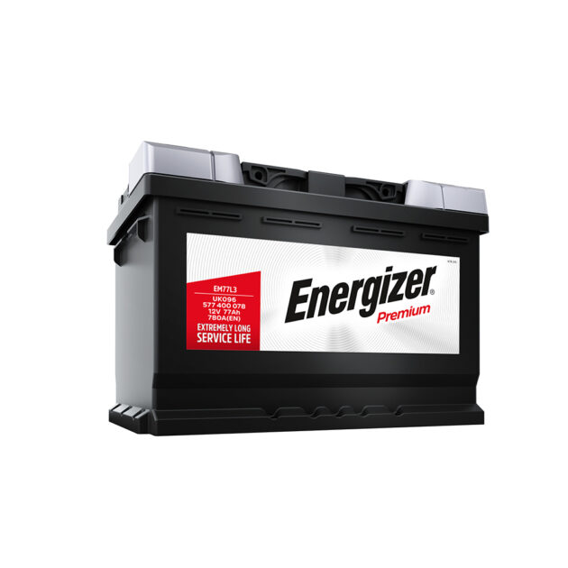 A car battery with the words energizer on it.